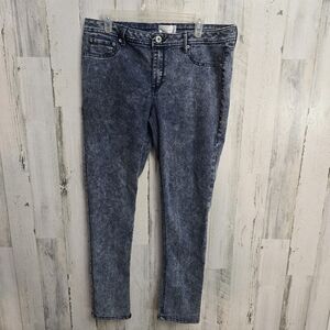 Simply Emma Blue And White Denim Skinny Jeans Womens Plus Size 16W